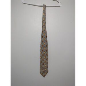 Vintage Cutter & Buck Golf Golfer‎ Yellow Blue Silk Necktie tie Made USA